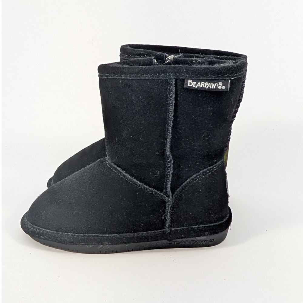 Bearpaw Kids Black Suede Winter Boots Warm Comfortable Classic - Picture 3 of 6